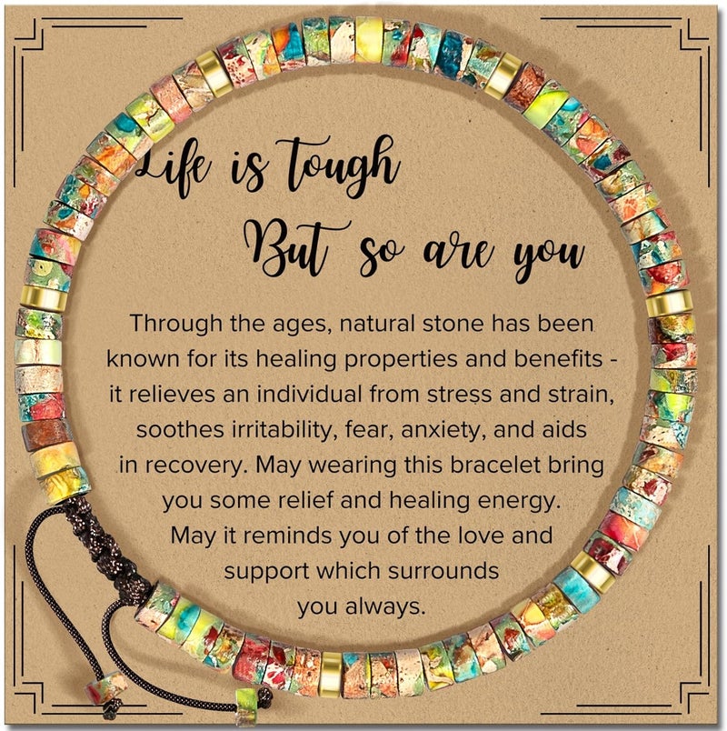 ZOKCC Inspirational Gifts Bracelets for Women: Christmas Day Gifts for Women Friends Sister Mom - Healing Natural Stone Beads Bracelets Thinking of you Get Well Soon Gift for Women - Image 1